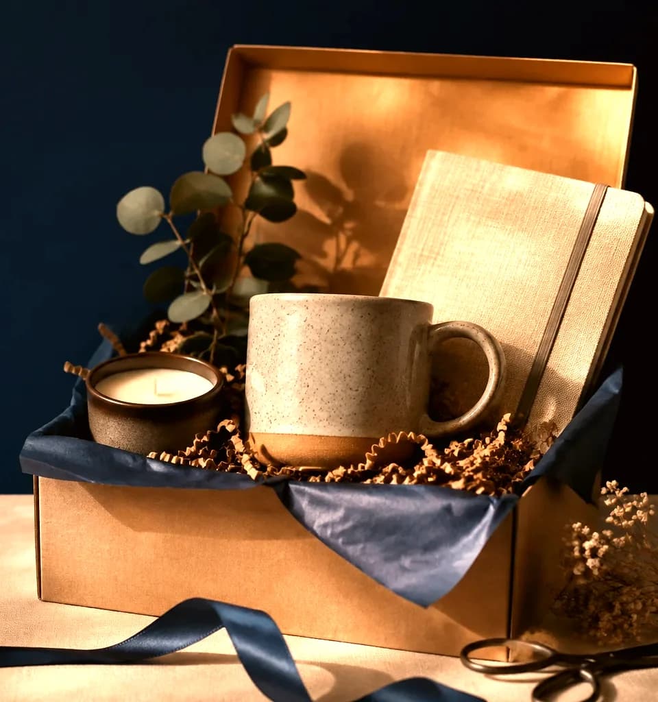 A curated gift box from a Merchant Bridge brand, ready to ship
